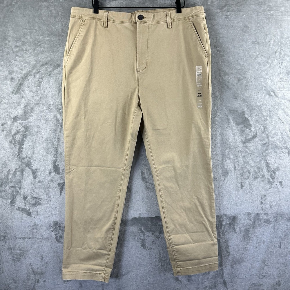 Aeropostale Pants Jeans Men's 40 x 30 Tan Khaki Skinny Stretch Cotton Blend NEW
